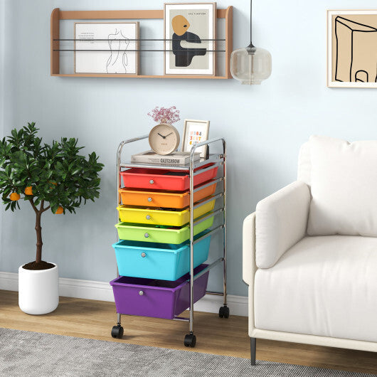 Costway 6 Drawers Rolling Storage Cart Organizer-Multicolor LuxuryLifeWay Online Store