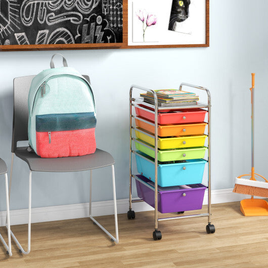 Costway 6 Drawers Rolling Storage Cart Organizer-Multicolor LuxuryLifeWay Online Store