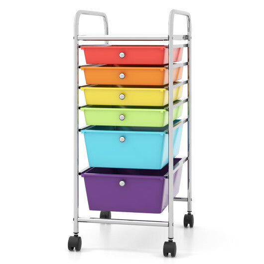 Costway 6 Drawers Rolling Storage Cart Organizer-Multicolor LuxuryLifeWay Online Store