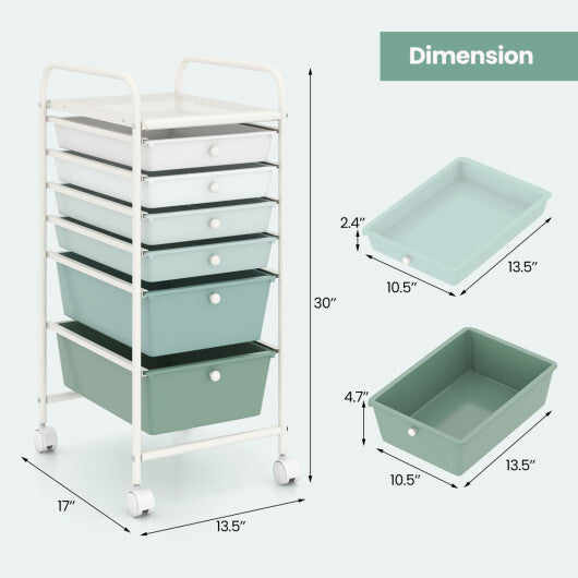 Costway Multifunctional 6 Drawers Rolling Storage Cart Organizer-Green Gradient LuxuryLifeWay Online Store