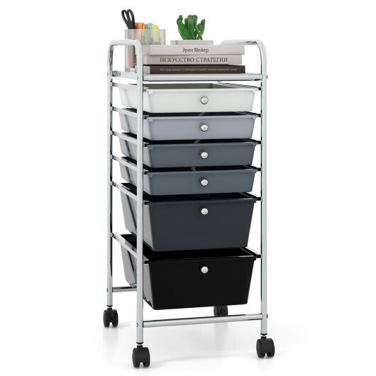 Costway 6 Drawers Rolling Storage Cart Organizer-Mixed Black