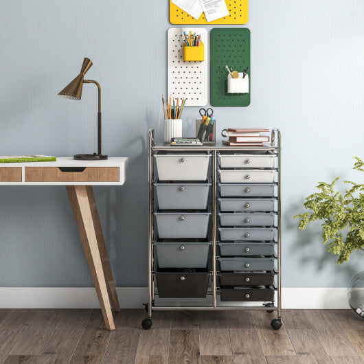 Costway 15-Drawer Utility Rolling Organizer Cart Multi-Use Storage-Black & Gray LuxuryLifeWay Online Store