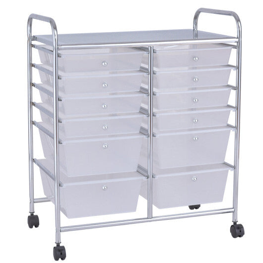 Costway 12 Storage Drawer Organizer Bins Rolling Cart LuxuryLifeWay Online Store