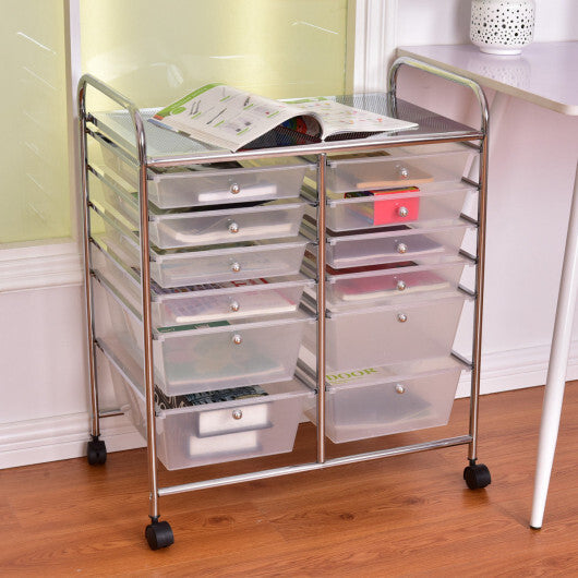 Costway 12 Storage Drawer Organizer Bins Rolling Cart LuxuryLifeWay Online Store