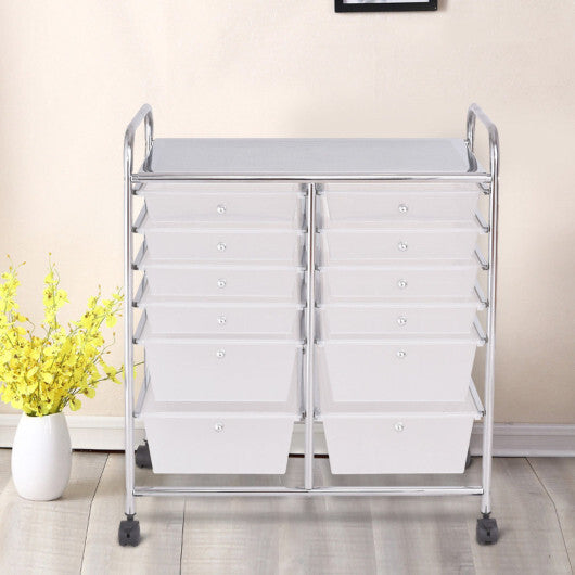 Costway 12 Storage Drawer Organizer Bins Rolling Cart LuxuryLifeWay Online Store