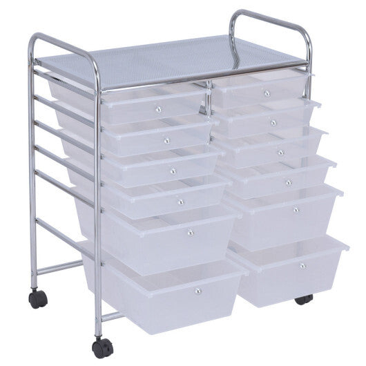 Costway 12 Storage Drawer Organizer Bins Rolling Cart LuxuryLifeWay Online Store