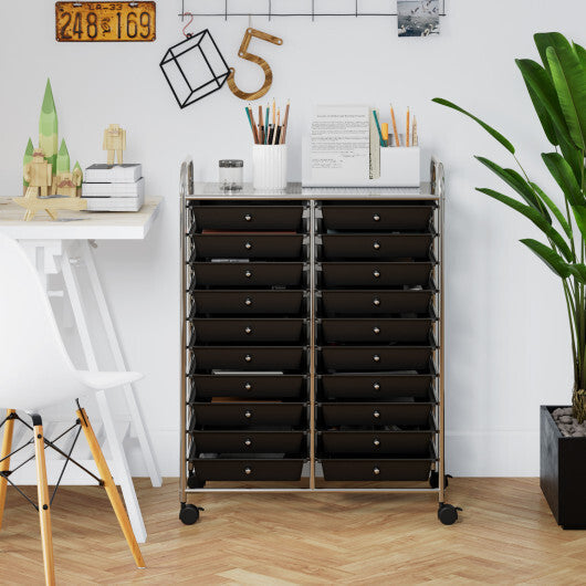 Costway 20 Drawers Storage Rolling Cart Studio Organizer-Black LuxuryLifeWay Online Store