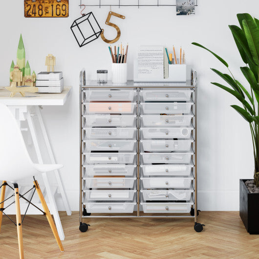 Costway 20 Drawers Storage Rolling Cart Studio Organizer-Transparent LuxuryLifeWay Online Store