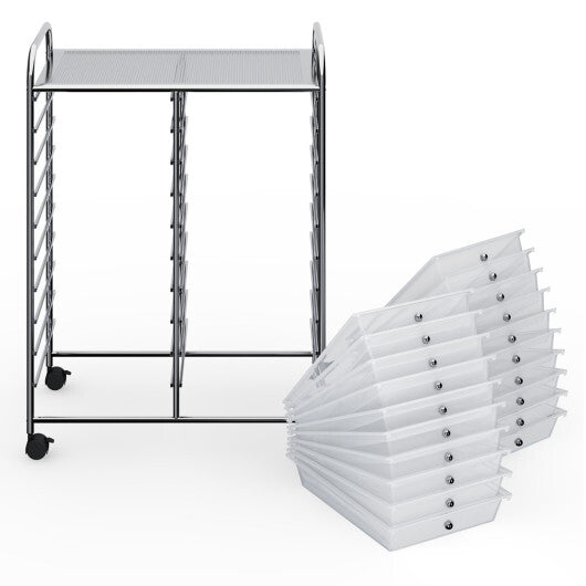 Costway 20 Drawers Storage Rolling Cart Studio Organizer-Transparent LuxuryLifeWay Online Store