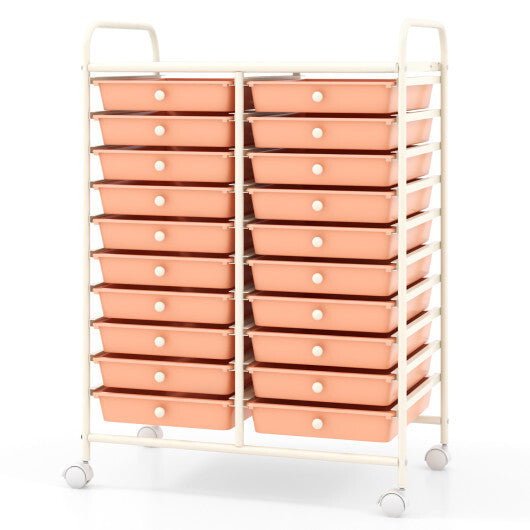 Costway 20 Drawers Rolling Storage Cart Studio Organizer-Peach LuxuryLifeWay Online Store