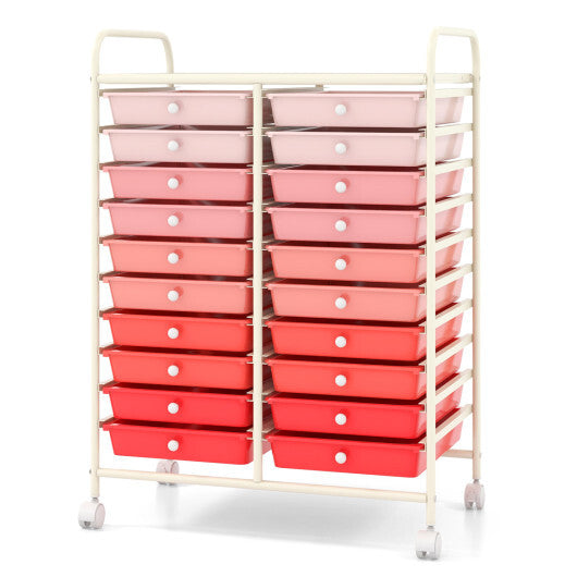 Costway 20 Drawers Rolling Storage Cart Studio Organizer-Gradient Pink LuxuryLifeWay Online Store