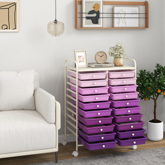 Costway 20 Drawers Rolling Storage Cart Studio Organizer-Purple LuxuryLifeWay Online Store
