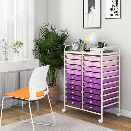 Costway 20 Drawers Rolling Storage Cart Studio Organizer-Purple LuxuryLifeWay Online Store
