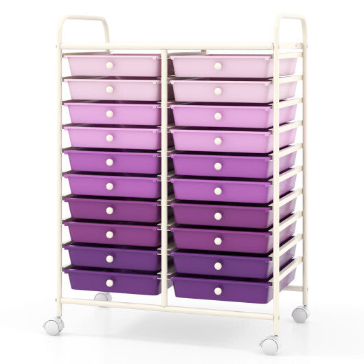 Costway 20 Drawers Rolling Storage Cart Studio Organizer-Purple LuxuryLifeWay Online Store