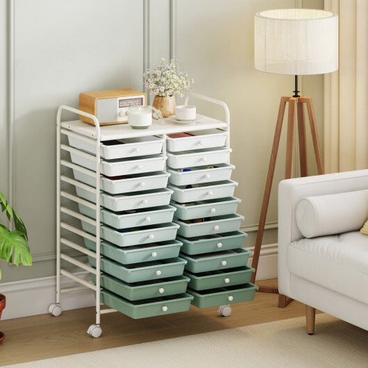 Costway 20 Drawers Rolling Storage Cart Studio Organizer-Gardient Green LuxuryLifeWay Online Store