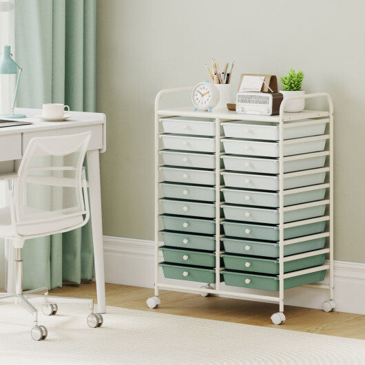 Costway 20 Drawers Rolling Storage Cart Studio Organizer-Gardient Green LuxuryLifeWay Online Store