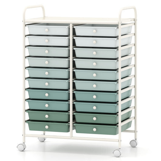 Costway 20 Drawers Rolling Storage Cart Studio Organizer-Gardient Green LuxuryLifeWay Online Store