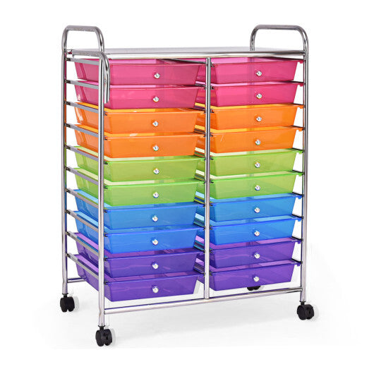 Costway 20 Drawers Storage Rolling Cart Studio Organizer-Multicolor LuxuryLifeWay Online Store