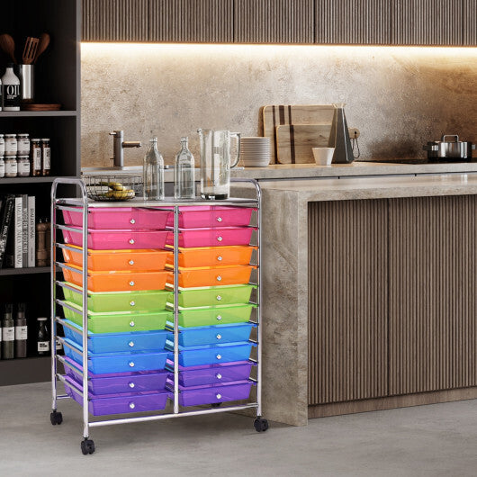 Costway 20 Drawers Storage Rolling Cart Studio Organizer-Multicolor LuxuryLifeWay Online Store