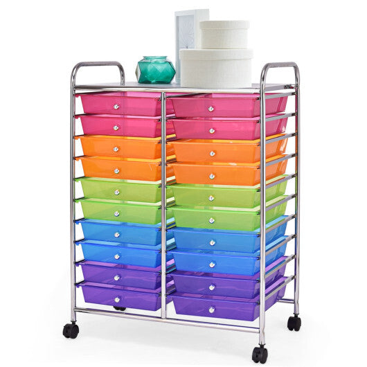 Costway 20 Drawers Storage Rolling Cart Studio Organizer-Multicolor LuxuryLifeWay Online Store