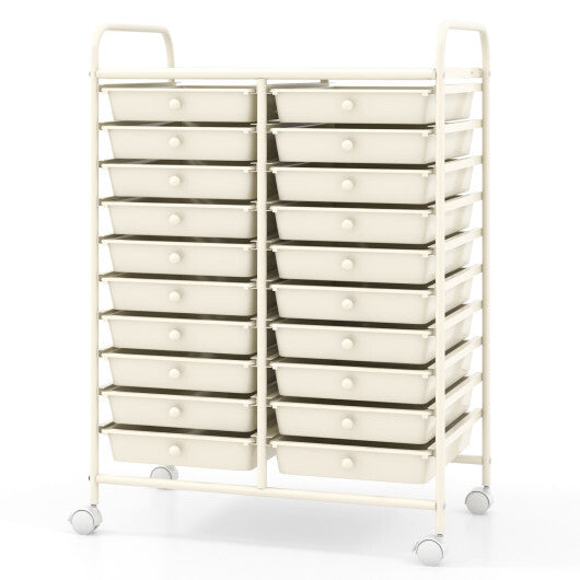 Costway 20 Drawers Rolling Storage Cart Studio Organizer-Beige LuxuryLifeWay Online Store