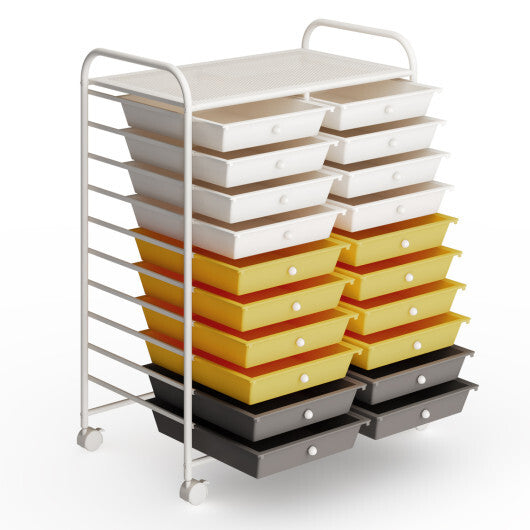 Costway 20 Drawers Storage Rolling Cart Studio Organizer-Yellow LuxuryLifeWay Online Store
