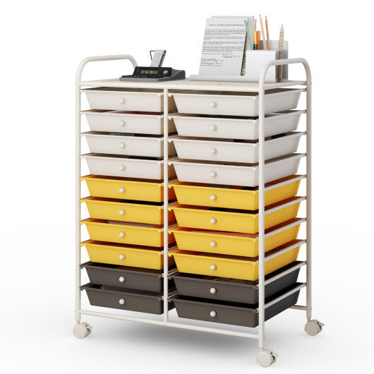 Costway 20 Drawers Storage Rolling Cart Studio Organizer-Yellow LuxuryLifeWay Online Store