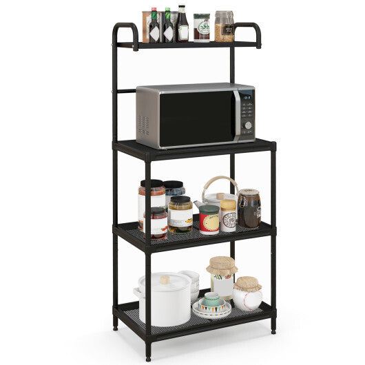 Costway 4-Tier Kitchen Microwave Storage Rack with Metal Shelves-Black LuxuryLifeWay Online Store