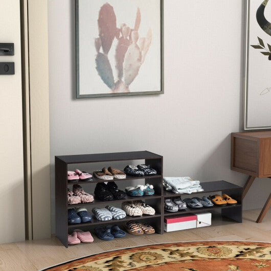 Costway 3 Pieces 31-Inch Stackable Multi-Shape Shoe Rack-Brown LuxuryLifeWay Online Store
