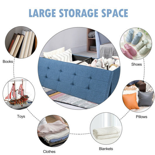 Costway Fabric Folding Storage with Divider Bed End Bench-Navy
