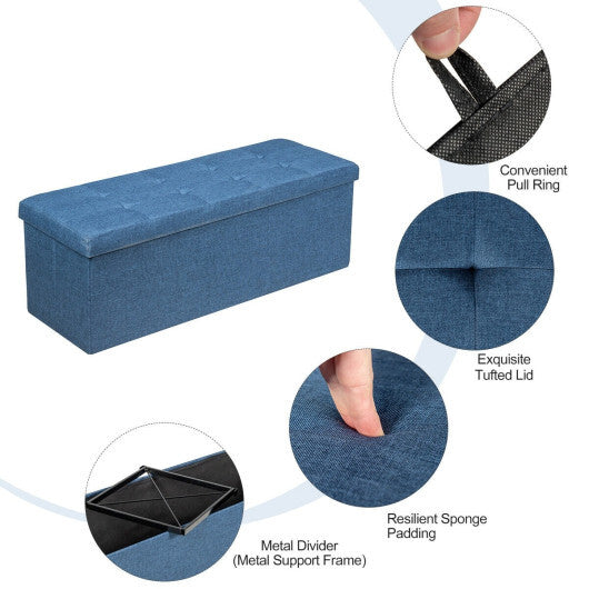 Costway Fabric Folding Storage with Divider Bed End Bench-Navy