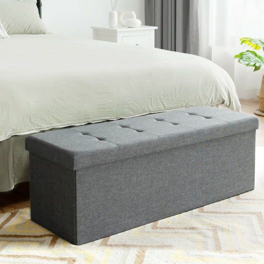 Costway Fabric Folding Storage with Divider Bed End Bench-Light Gray LuxuryLifeWay Online Store