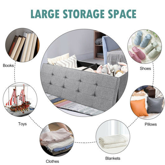 Costway Fabric Folding Storage with Divider Bed End Bench-Light Gray LuxuryLifeWay Online Store