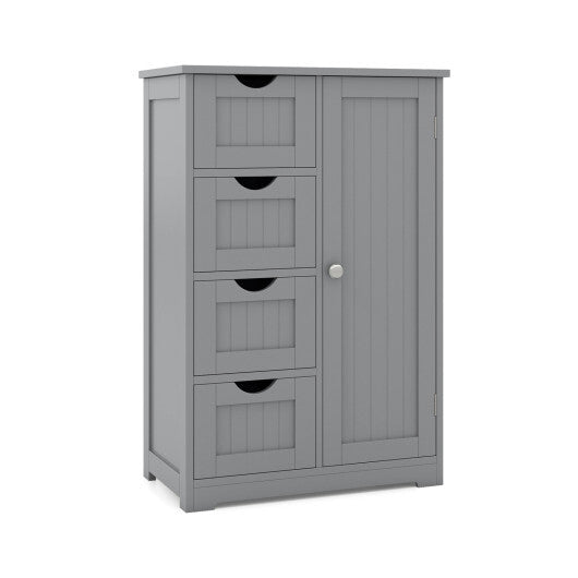 Costway Standing Indoor Wooden Cabinet with 4 Drawers-Gray LuxuryLifeWay Online Store