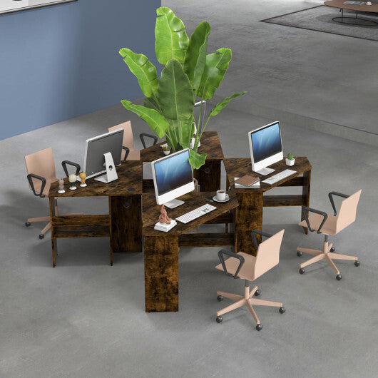 Costway Corner Computer Desk Triangle Writing Workstation with Storage Shelf-Rustic Brown LuxuryLifeWay Online Store