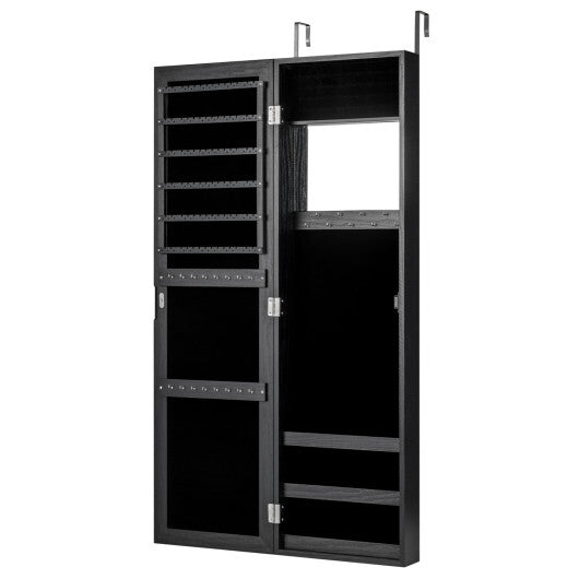 Costway  Full Length Mirror Jewelry Cabinet with Ring Slots and Necklace Hooks-Black LuxuryLifeWay Online Store