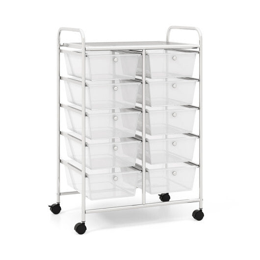 Costway 10-Drawer Rolling Storage Cart-Transparent LuxuryLifeWay Online Store