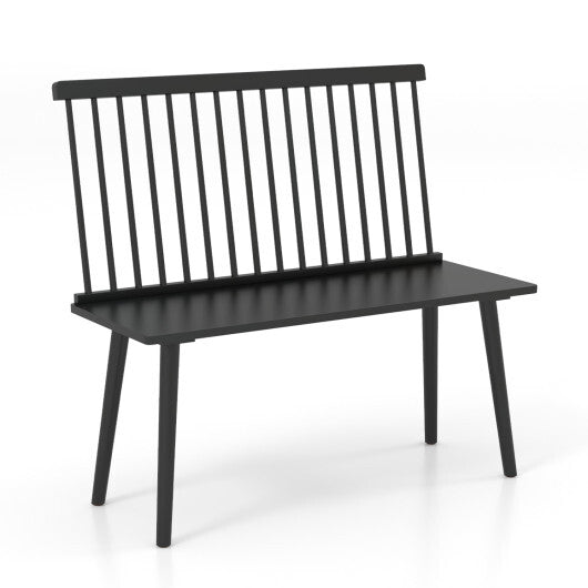 Costway Entryway Bench for 2 with Spindle Back for Kitchen Dining Room Hallway-Black LuxuryLifeWay Online Store
