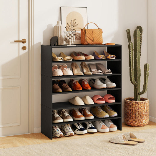 Costway 6-tier Shoe Rack with Anti-tipping Device for Entryway-Black LuxuryLifeWay Online Store