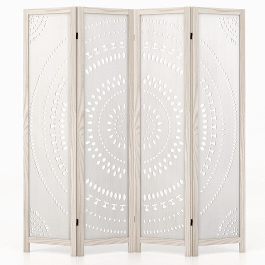 Costway 66 Inch Boho 4-Panel Room Divider Privacy Screen with Carved Pattern LuxuryLifeWay Online Store