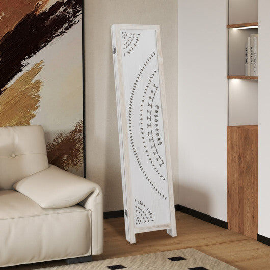 Costway 66 Inch Boho 4-Panel Room Divider Privacy Screen with Carved Pattern LuxuryLifeWay Online Store