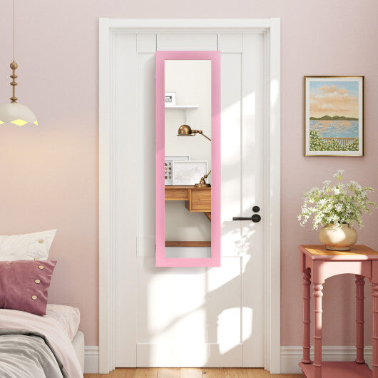 Costway Jewelry Cabinet Wall or Door Mounted Jewelry Armoire Modern Hanging Jewelry Organizer-Pink LuxuryLifeWay Online Store