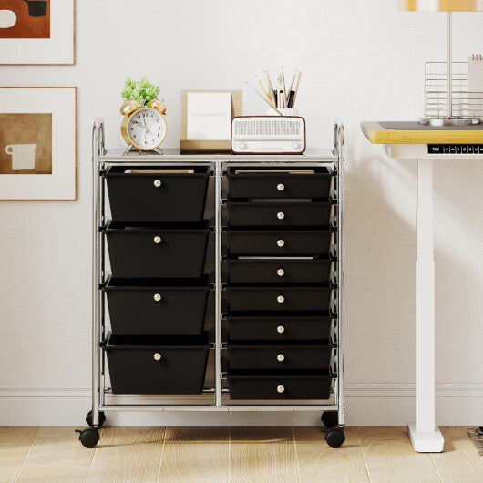 Costway 12-Drawer Utility Rolling Cart with Drawers Multi-Use Storage-Black LuxuryLifeWay Online Store