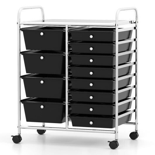 Costway 12-Drawer Utility Rolling Cart with Drawers Multi-Use Storage-Black LuxuryLifeWay Online Store