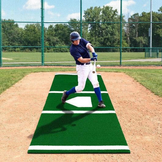 Costway Softball Pitching Mat with Pitching Mound  Anti-Fade Turf & Anti-Slip Foam Backing Green LuxuryLifeWay Online Store