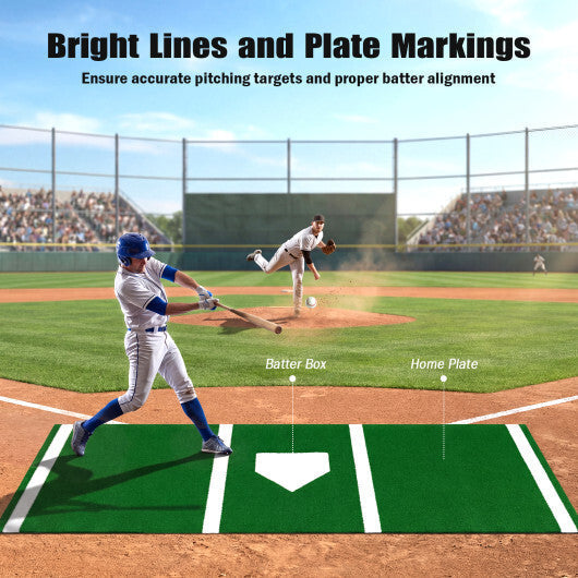 Costway Softball Pitching Mat with Pitching Mound  Anti-Fade Turf & Anti-Slip Foam Backing Green LuxuryLifeWay Online Store