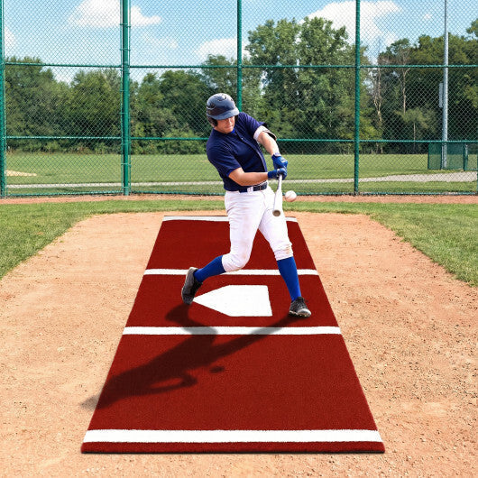 Costway Softball Pitching Mat with Pitching Mound  Anti-Fade Turf & Anti-Slip Foam Backing Red LuxuryLifeWay Online Store