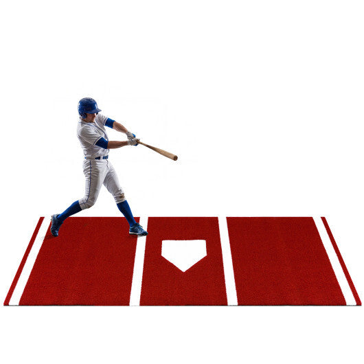Costway Softball Pitching Mat with Pitching Mound  Anti-Fade Turf & Anti-Slip Foam Backing Red LuxuryLifeWay Online Store