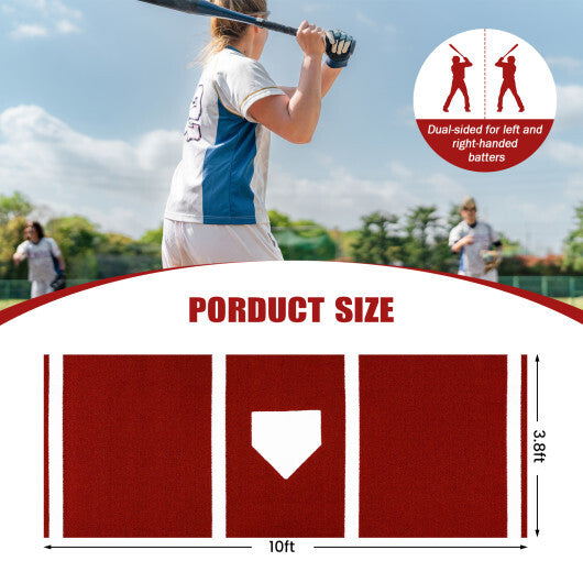 Costway Softball Pitching Mat with Pitching Mound  Anti-Fade Turf & Anti-Slip Foam Backing Red LuxuryLifeWay Online Store