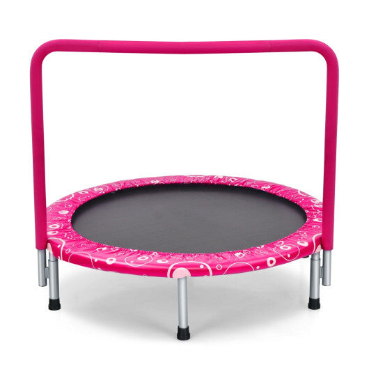 Costway 36 Inch Kids Trampoline Mini Rebounder with Full Covered Handrail-Pink LuxuryLifeWay Online Store